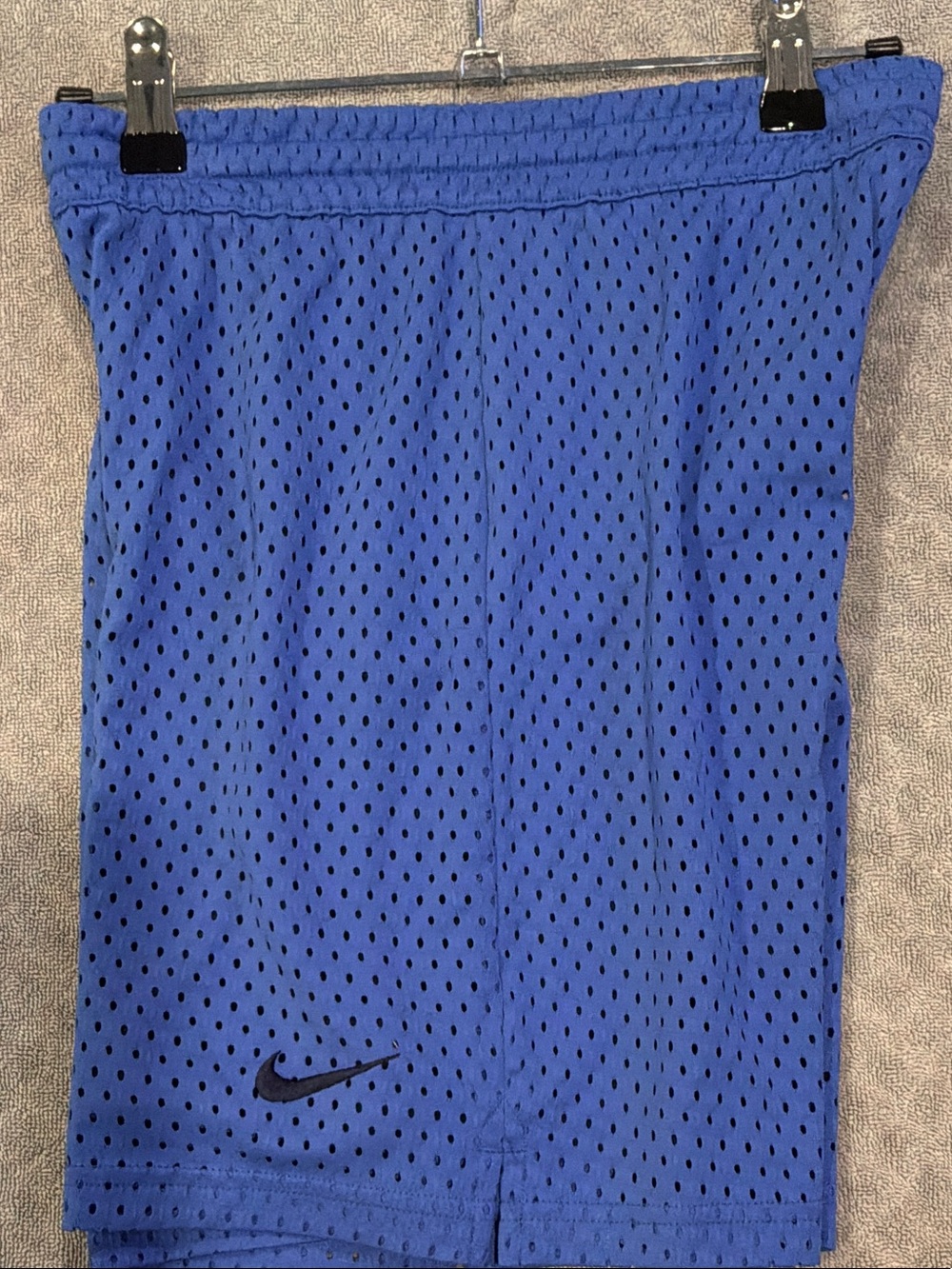 Nike Men’s Blue Mesh Athletic Shorts with Black Swoosh